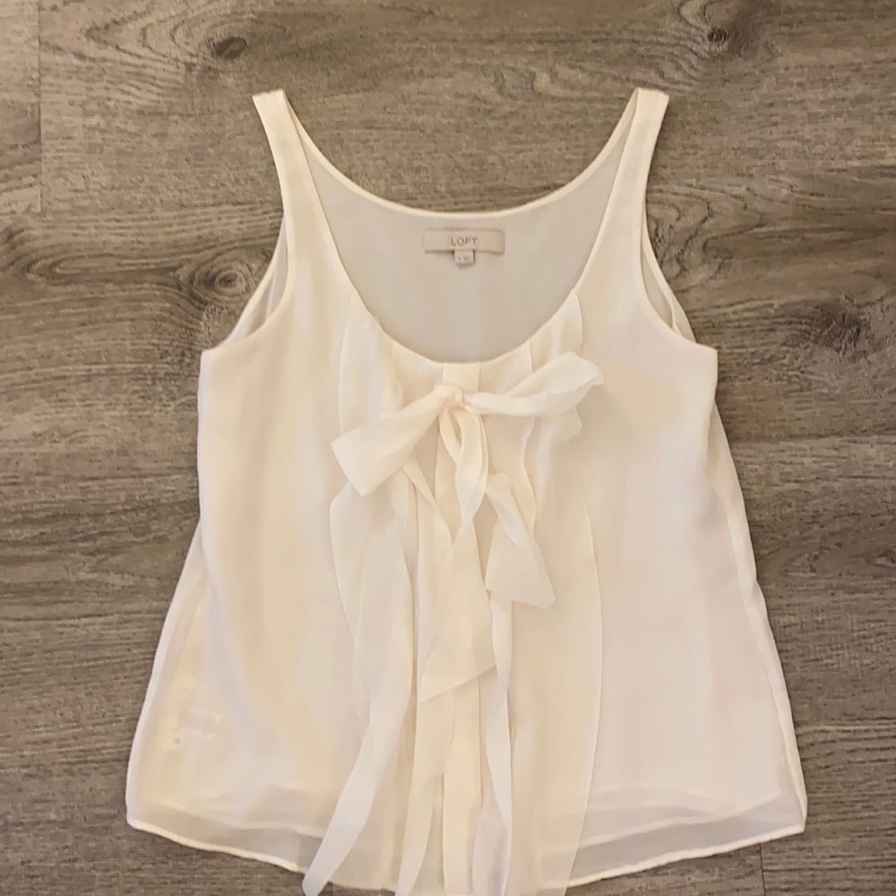 LOFT cream ruffle blouse